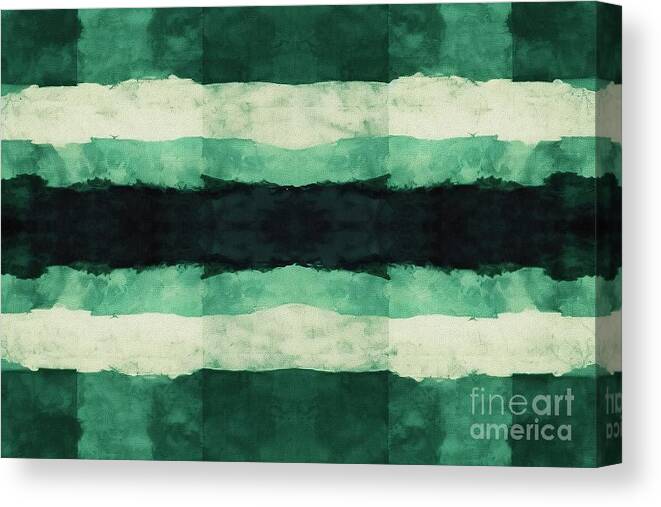 Seamless Canvas Print featuring the painting Seamless Painted Thick Horizontal Lines Textile Texture Background Tileable Artistic Vintage Green Acrylic Paint Hand Drawn Flag Stripes Surface Pattern Fashion And Interior Design 3d Rendering #1 by N Akkash