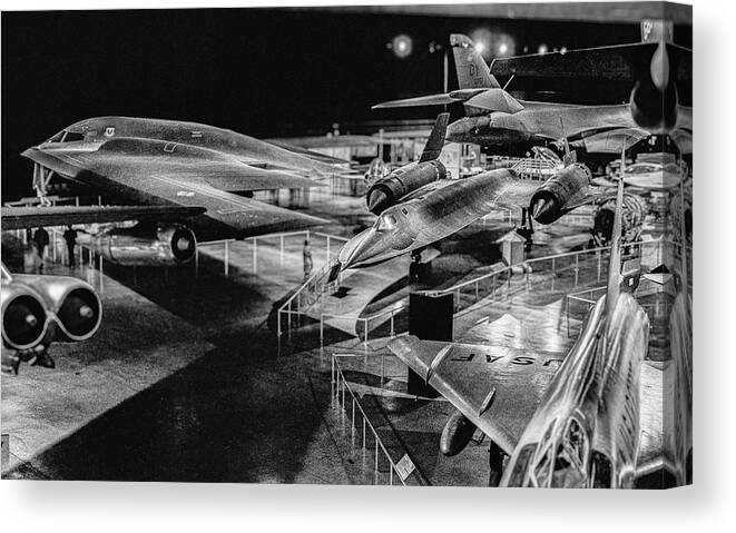 Sr-71 Canvas Print featuring the photograph SR-71 Blackbird At The Dayton Air Force Museum by Dave Morgan