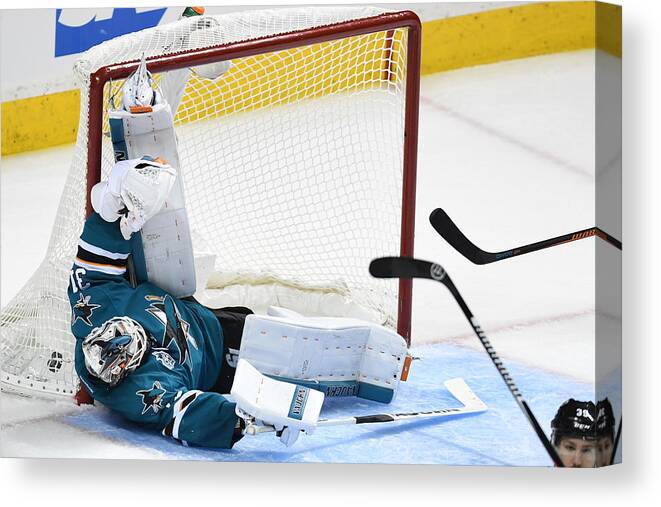 Playoffs Canvas Print featuring the photograph St Louis Blues v San Jose Sharks - Game Six #1 by Thearon W. Henderson