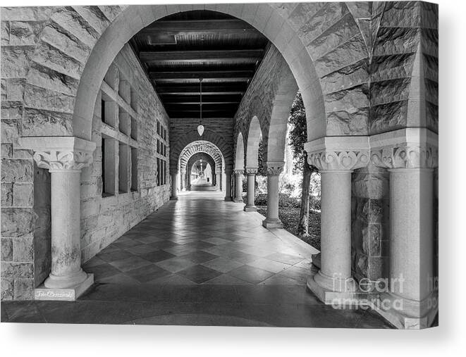 Stanford Canvas Print featuring the photograph Stanford University Main Quad Walkway #1 by University Icons