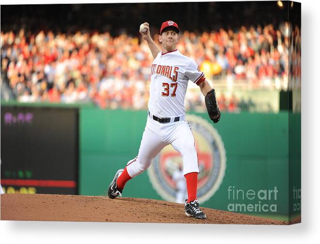 Stephen Strasburg Canvas Print featuring the photograph Stephen Strasburg by Rich Pilling