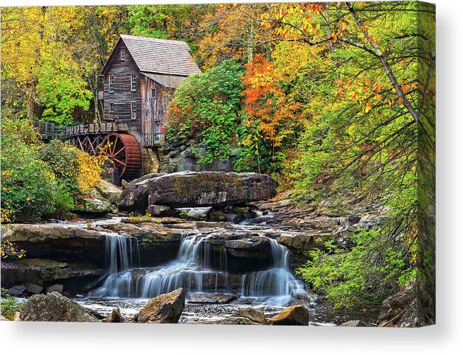 Glade Creek Grist Mill Canvas Print featuring the photograph The Glade Creek Grist Mill In West Virginia #1 by Jim Vallee