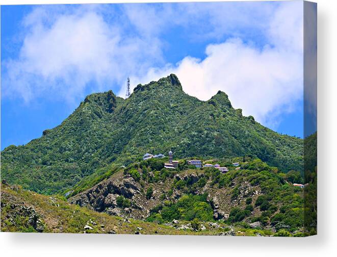 Saba Canvas Print featuring the photograph The Three Peaks of Mt Scenery by Ingrid Zagers