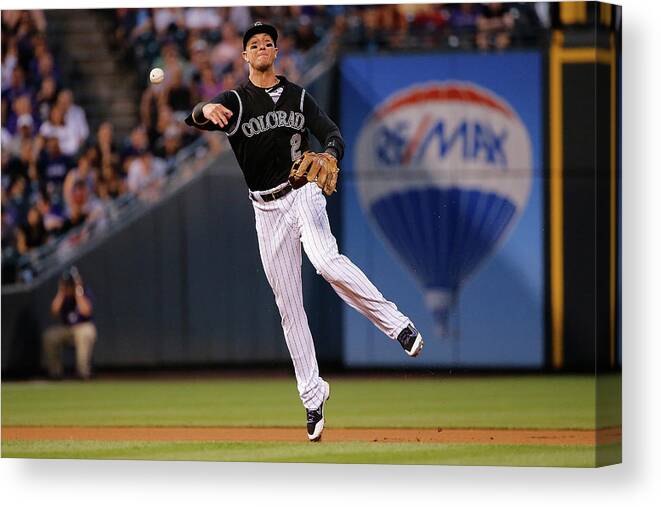 People Canvas Print featuring the photograph Troy Tulowitzki #1 by Doug Pensinger