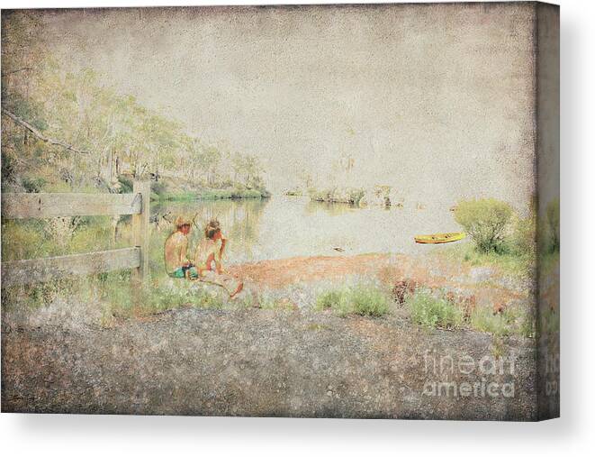 River Canvas Print featuring the photograph Two Boys by Elaine Teague