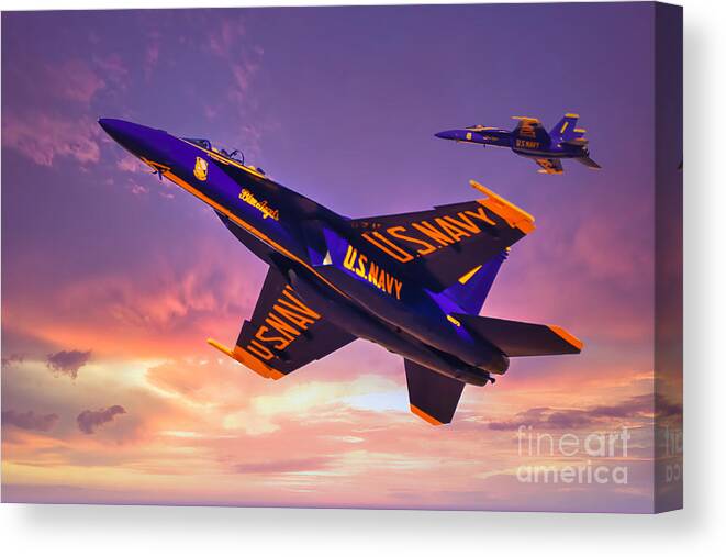 Top Gun Canvas Print featuring the photograph U.S. Navy Flight Demonstration Squadron - The Blue Angels #1 by Sam Antonio