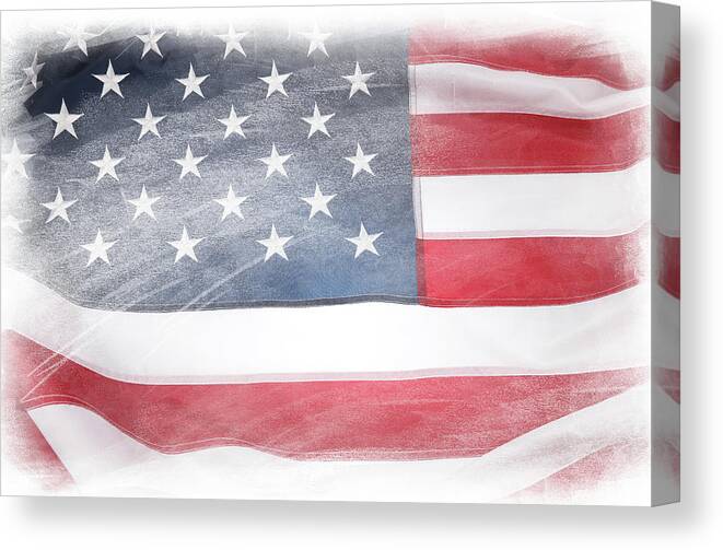 Flag Canvas Print featuring the photograph USA flag #1 by Les Cunliffe