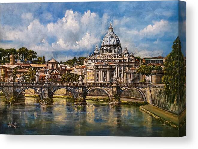  Canvas Print featuring the painting Vatican City, Rome #1 by Raouf Oderuth