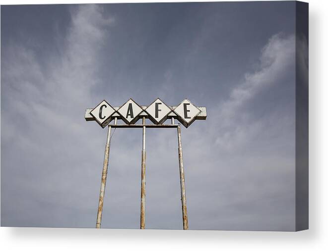 Diner Canvas Print featuring the photograph Vintage road sign by Bill Hornstein