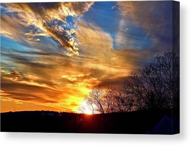 Sunset Canvas Print featuring the photograph Winter sunset #1 by Monika Salvan