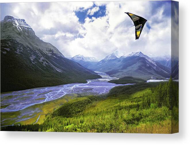 Hang Gliding Banff National Park Jasper National Park Alberta Canada Icefields Parkway Canadian Rockies Mountains Scenic Landscapes Outdoors Hiking Trails Parcs Canada National Parks The Walkers Earthart Earth Art Canvas Print featuring the photograph Come Fly With Me by The Walkers