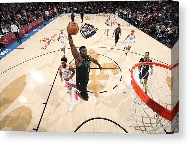 Smoothie King Center Canvas Print featuring the photograph Zion Williamson #1 by Joe Murphy