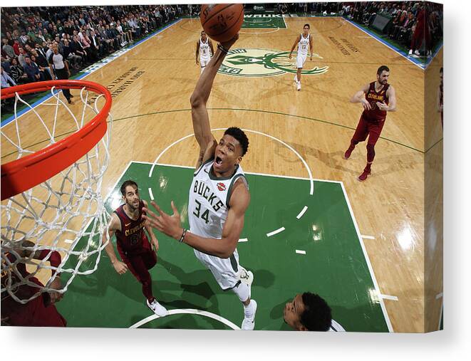 Giannis Antetokounmpo Canvas Print featuring the photograph Giannis Antetokounmpo #10 by Gary Dineen