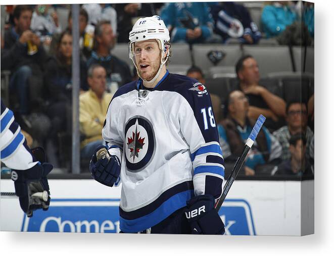 National Hockey League Canvas Print featuring the photograph Winnipeg Jets v San Jose Sharks #10 by Rocky W. Widner