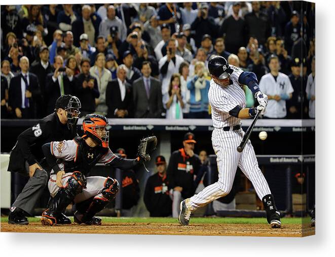 Ninth Inning Canvas Print featuring the photograph Derek Jeter #11 by Al Bello