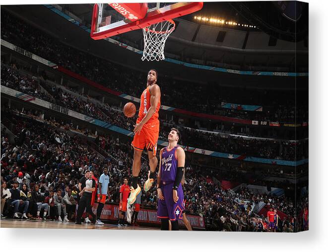 Miles Bridges Canvas Print featuring the photograph 2020 NBA All-Star - Rising Stars Game #12 by Nathaniel S. Butler