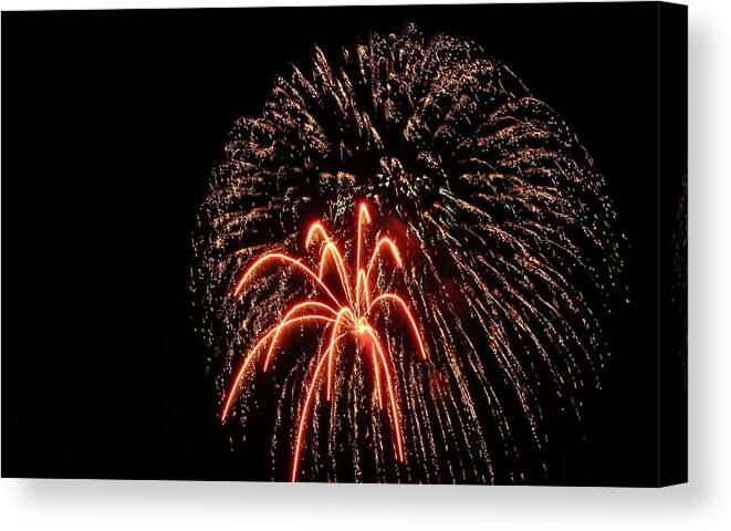 Fireworks Canvas Print featuring the photograph Fireworks #14 by George Pennington