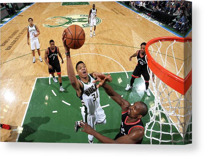 Giannis Antetokounmpo Canvas Print featuring the photograph Giannis Antetokounmpo #14 by Gary Dineen