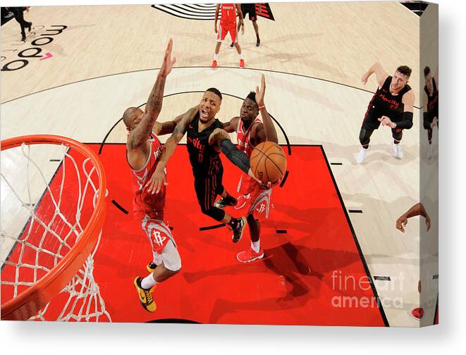 Damian Lillard Canvas Print featuring the photograph Damian Lillard #15 by Cameron Browne