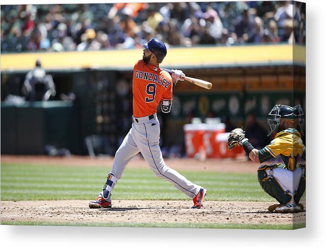 People Canvas Print featuring the photograph Houston Astros v Oakland Athletics #16 by Michael Zagaris