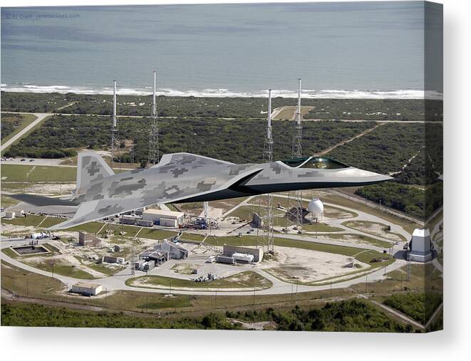 Lmt Canvas Print featuring the digital art Lockheed LMT Raven II over NASA by Custom Aviation Art