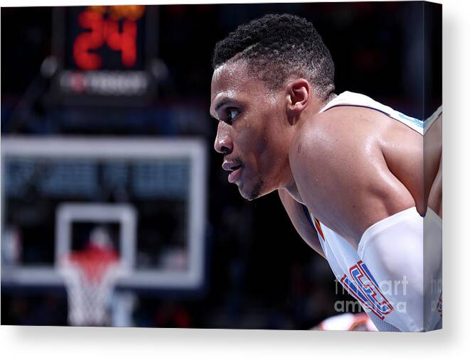 Russell Westbrook Canvas Print featuring the photograph Russell Westbrook #18 by Nathaniel S. Butler