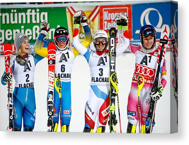 Skiing Canvas Print featuring the photograph Audi FIS Alpine Ski World Cup - Women's Slalom #180 by Christophe Pallot/Agence Zoom