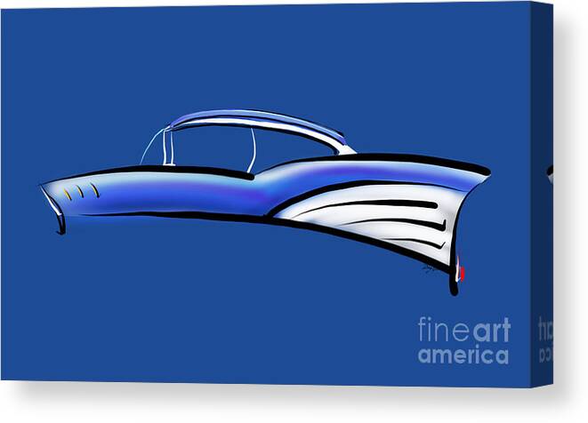 1957 Canvas Print featuring the digital art 1957 Chevy Bel Air sketch by Doug Gist