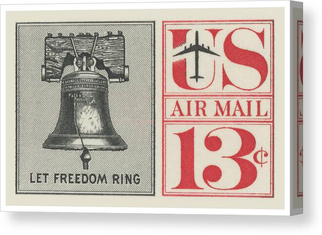 1961 Canvas Print featuring the digital art 1961 Let Freedom Ring Stamp by Greg Joens