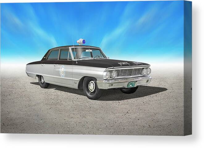 Cars Canvas Print featuring the photograph 1964 Ford Highway Patrol Car by Mike McGlothlen