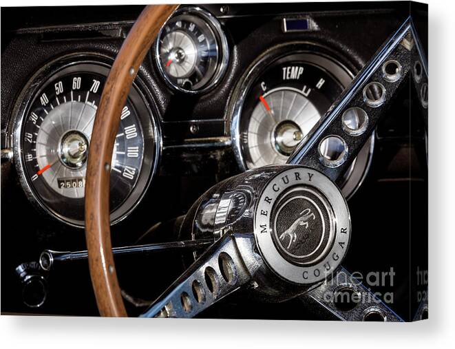 Lincoln Canvas Print featuring the photograph 1967 Cougar Dash by Dennis Hedberg