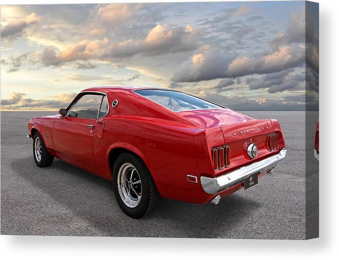 Classic Ford Mustang Canvas Print featuring the photograph 1969 Mustang Fastback Rear by Gill Billington