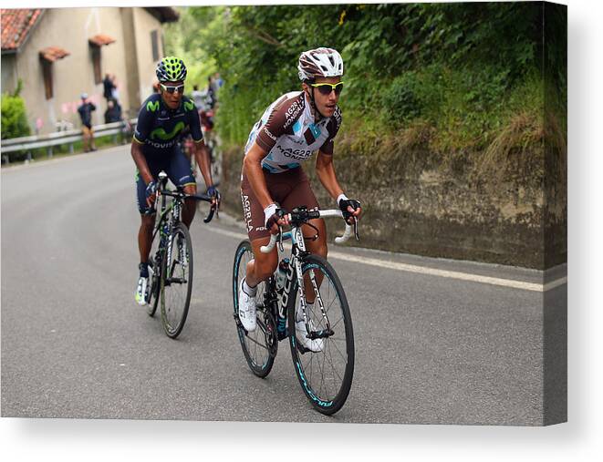 Following Canvas Print featuring the photograph 2014 Giro d'Italia - Stage Fourteen by Bryn Lennon