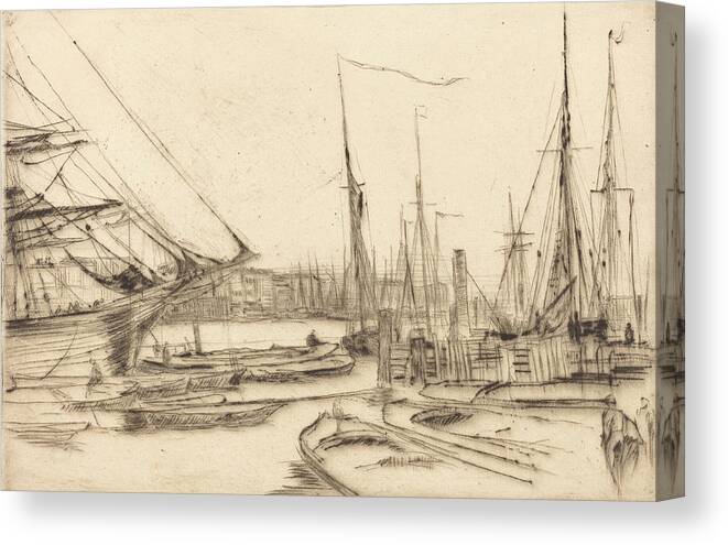  Canvas Print featuring the drawing A Sketch from Billingsgate #2 by James McNeill Whistler