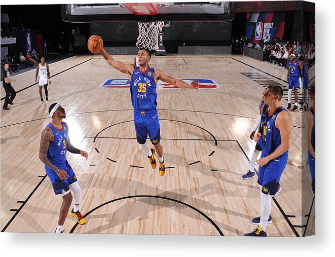 Nba Pro Basketball Canvas Print featuring the photograph Denver Nuggets v San Antonio Spurs by David Dow