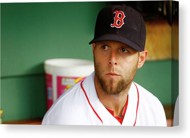 American League Baseball Canvas Print featuring the photograph Dustin Pedroia #2 by Jared Wickerham