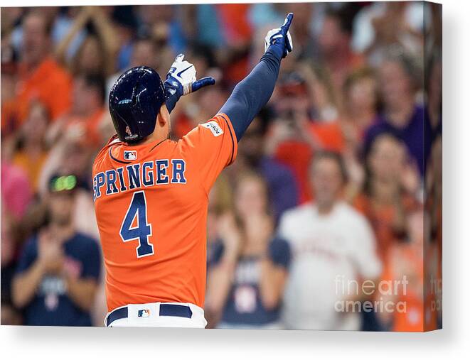 Game Two Canvas Print featuring the photograph George Springer by Billie Weiss/boston Red Sox