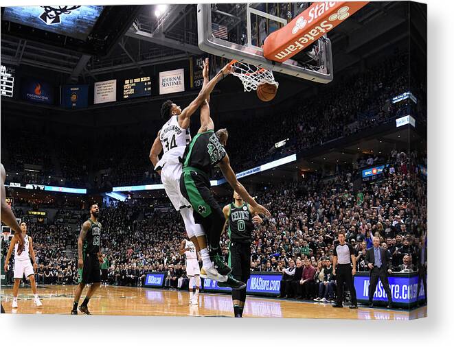 Playoffs Canvas Print featuring the photograph Giannis Antetokounmpo by Brian Babineau