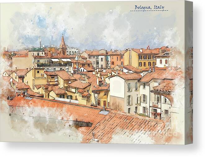 Artistic Canvas Print featuring the digital art Italy sketch #2 by Ariadna De Raadt