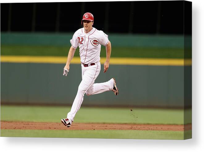 Great American Ball Park Canvas Print featuring the photograph Jay Bruce by Andy Lyons