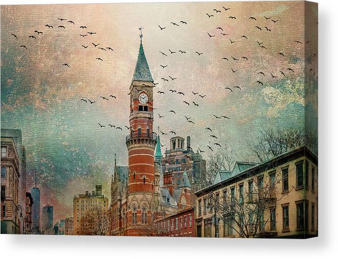 Jefferson Market Library Canvas Print featuring the photograph Jefferson Market Library Clock Tower #2 by Cate Franklyn