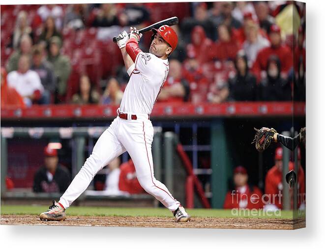 Great American Ball Park Canvas Print featuring the photograph Joey Votto #2 by Joe Robbins