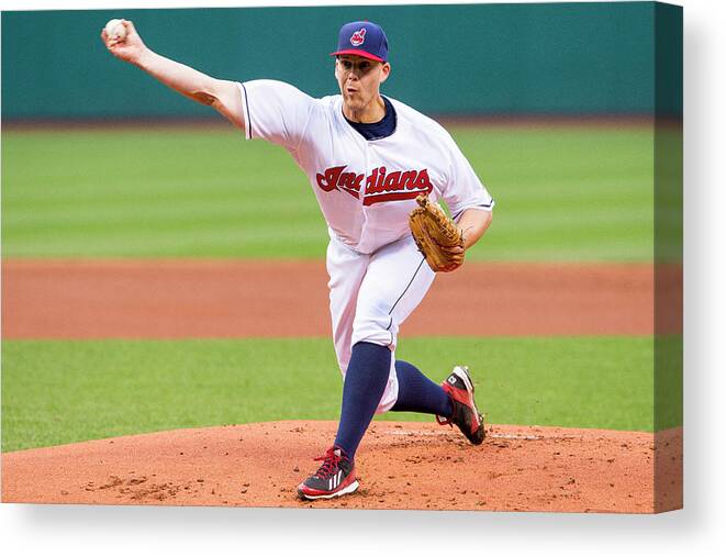 American League Baseball Canvas Print featuring the photograph Justin Masterson by Jason Miller