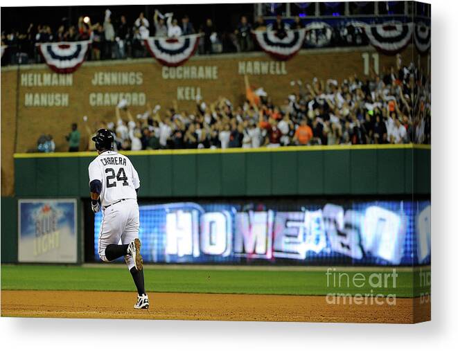 People Canvas Print featuring the photograph Miguel Cabrera by Kevork Djansezian
