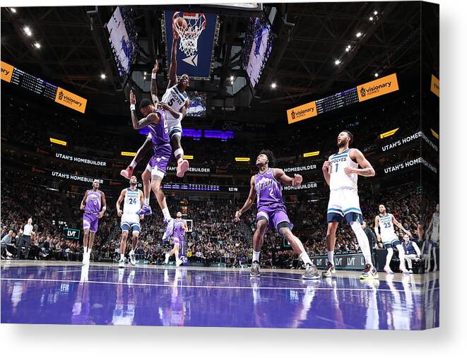 Nba Pro Basketball Canvas Print featuring the photograph Minnesota Timberwolves v Utah Jazz #2 by Melissa Majchrzak