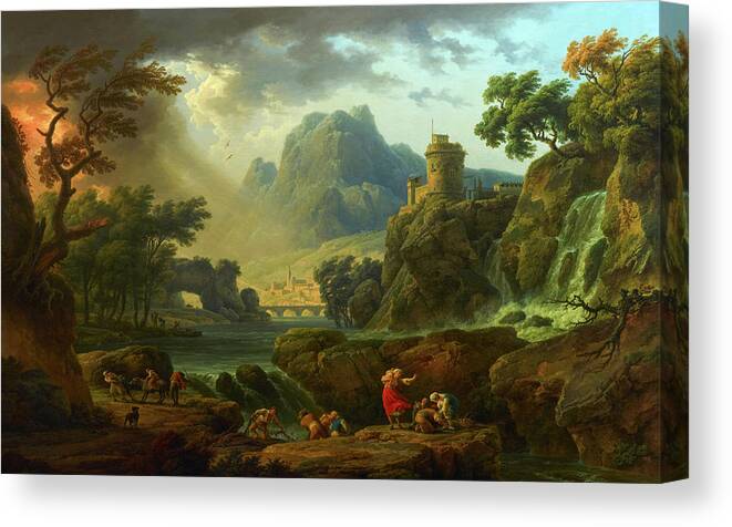 Claude-joseph Vernet Canvas Print featuring the painting Mountain Landscape with an Approaching Storm #2 by Claude-Joseph Vernet