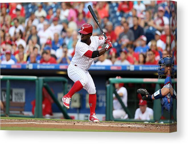 Citizens Bank Park Canvas Print featuring the photograph Odubel Herrera #2 by Rob Leiter