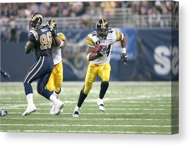 Sports Ball Canvas Print featuring the photograph Pittsburgh Steelers vs St. Louis Rams #2 by The Sporting News