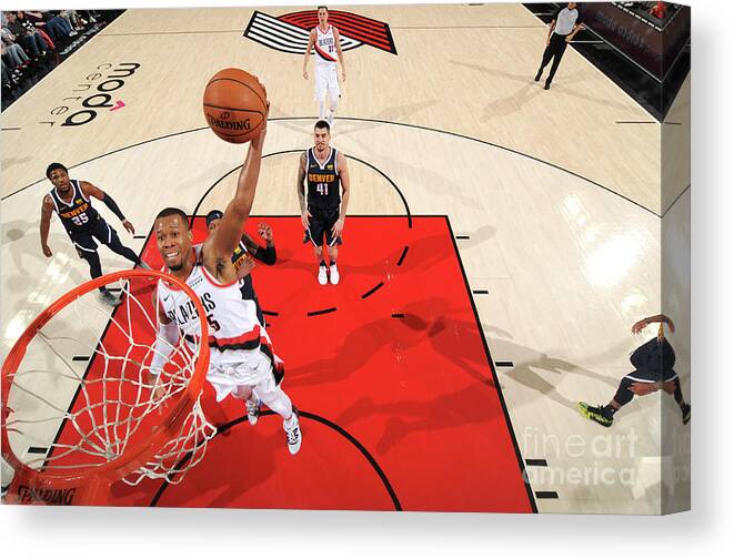 Nba Pro Basketball Canvas Print featuring the photograph Rodney Hood by Cameron Browne