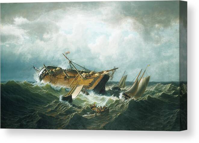 William Bradford Canvas Print featuring the painting Shipwreck off Nantucket by William Bradford by Mango Art